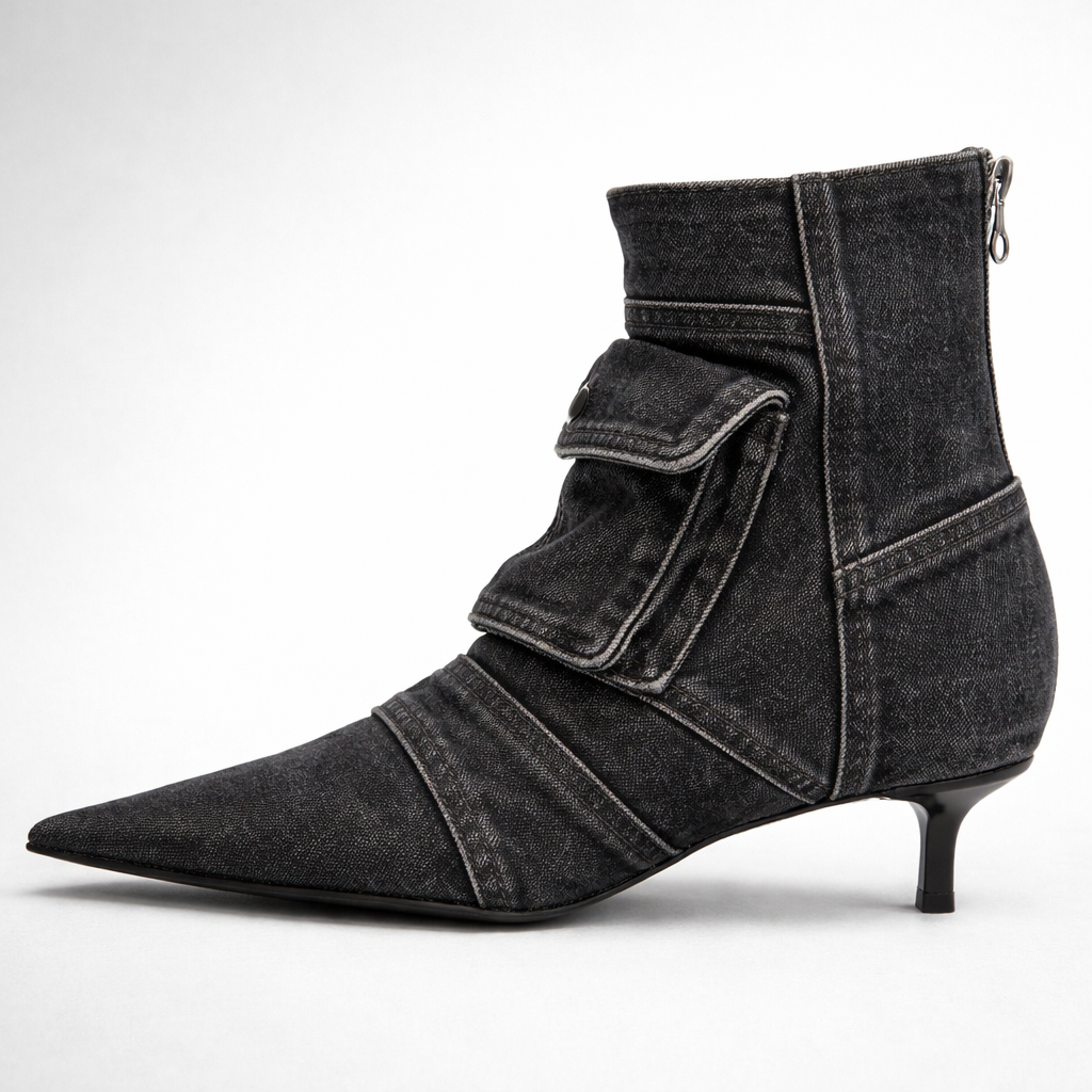 Indigo Kitten Boots