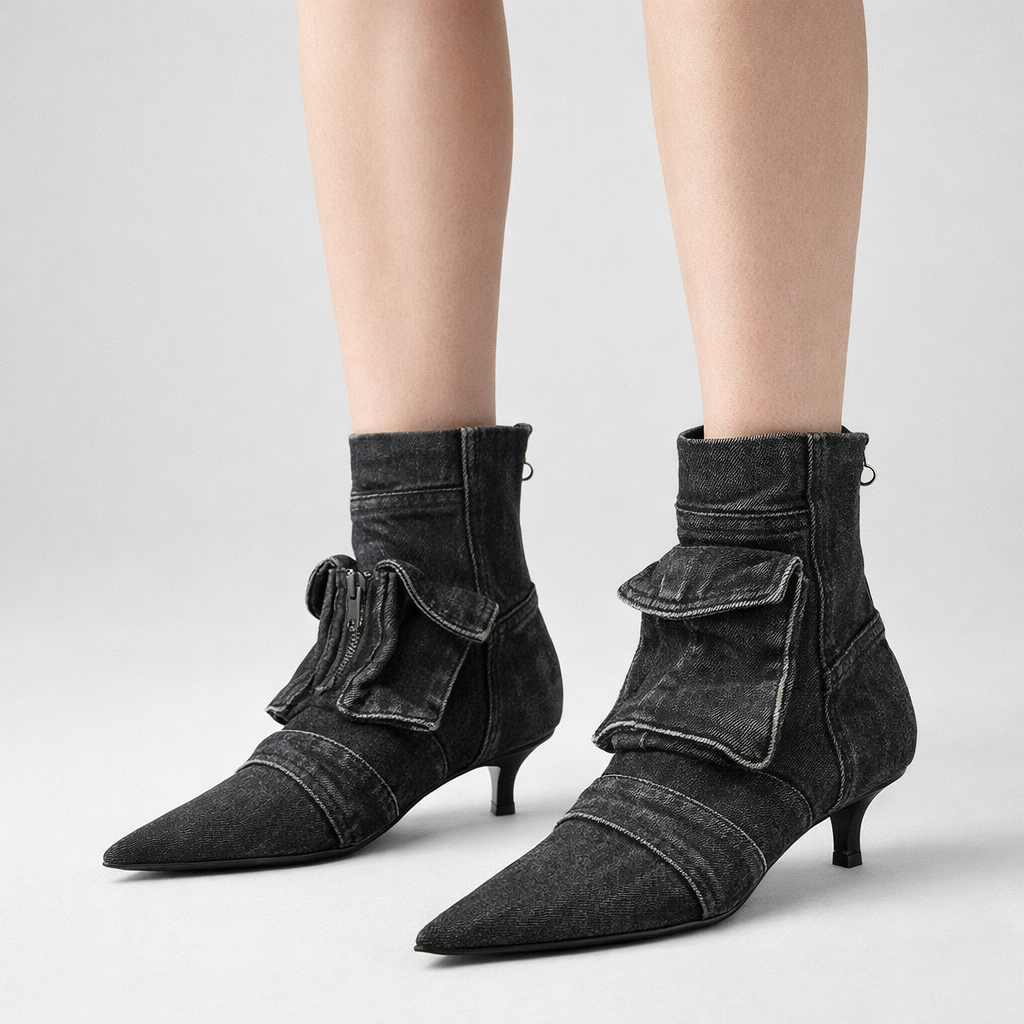 Indigo Kitten Boots