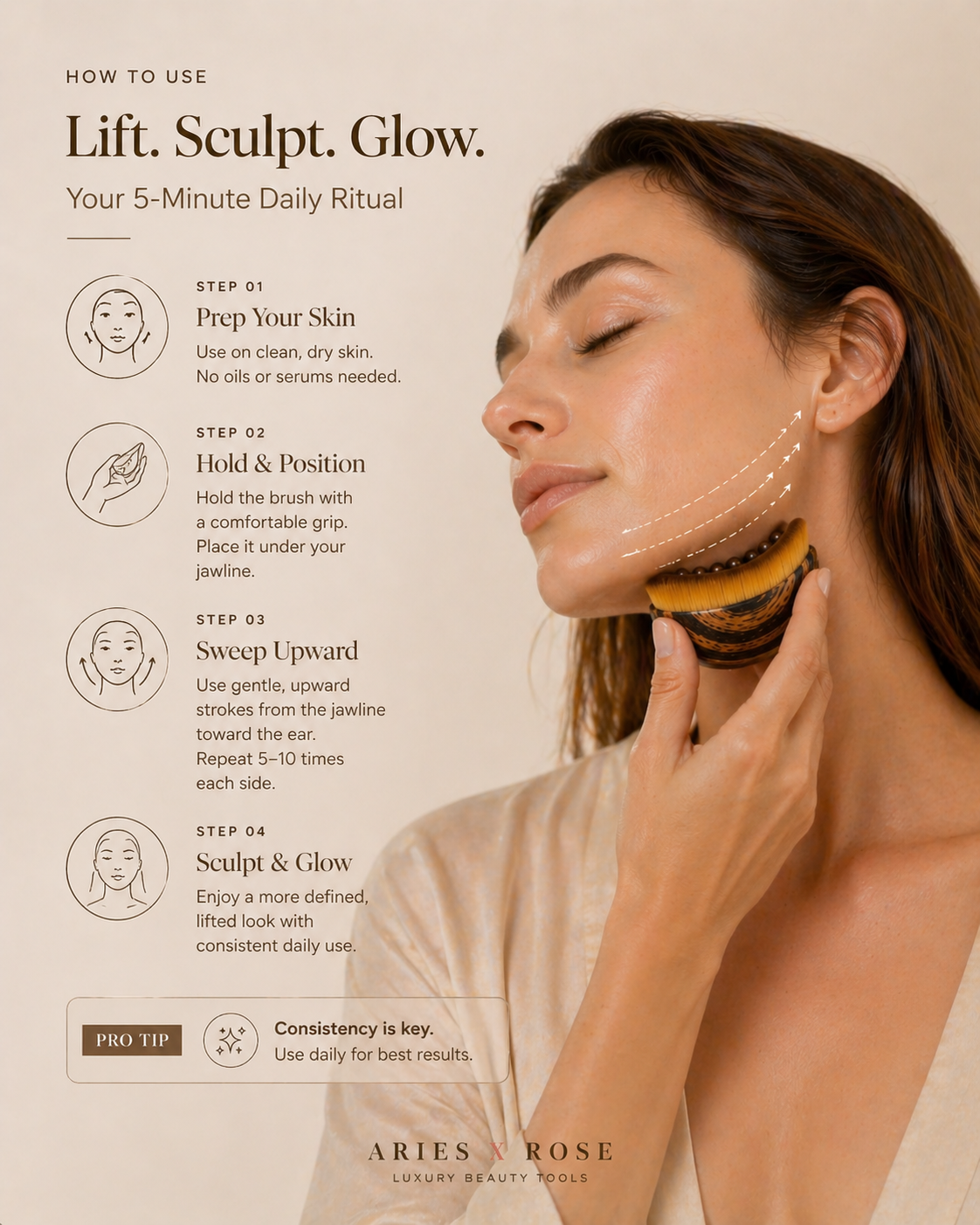 Rose Lymphatic Face Brush