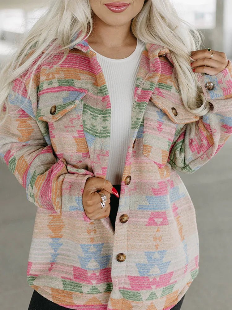 GypsyLady Western Aztec Button - Down Shirt Jacket (Shacket) - Aries x Rose