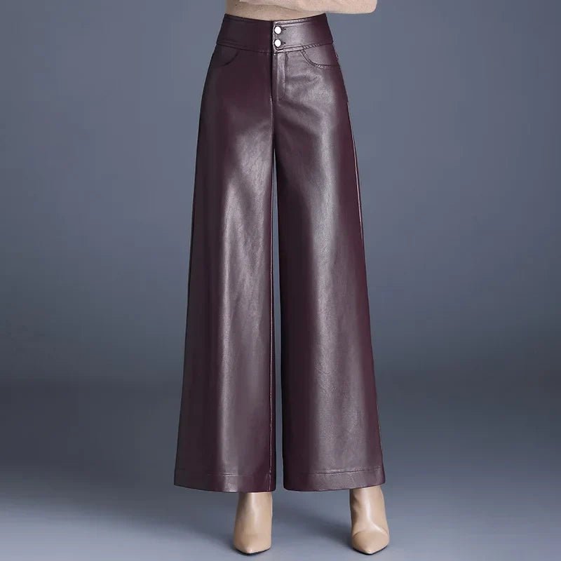 Zuvéra PU Leather Wide - Leg Pants - Aries x Rose