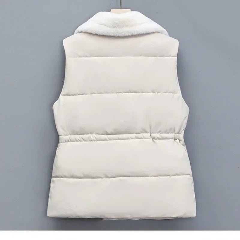 Velvessa Women’s Fur Collar Padded Vest - Aries x Rose