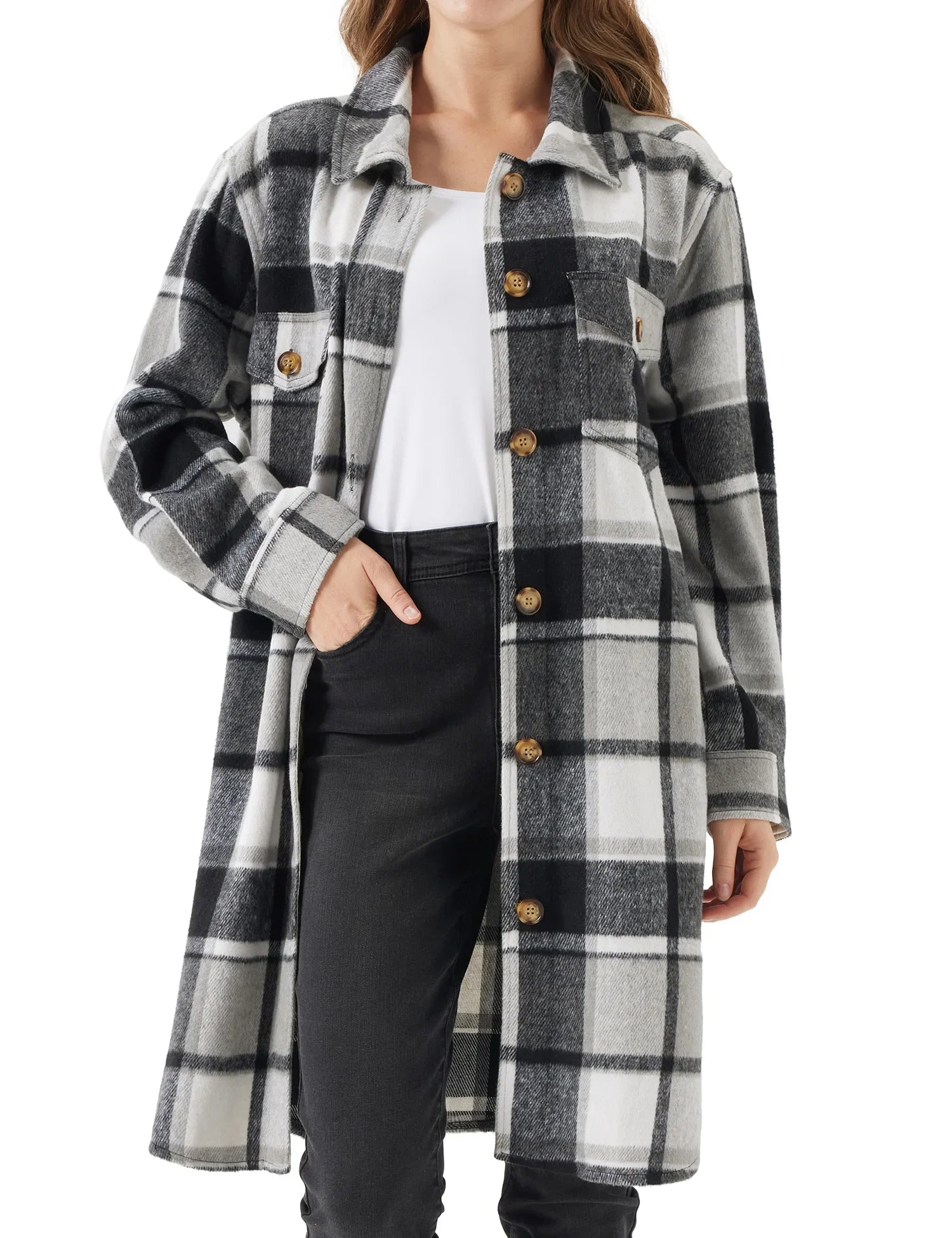Cozy Plaid Oversized Shirt Jacket (Shacket) - Aries x Rose