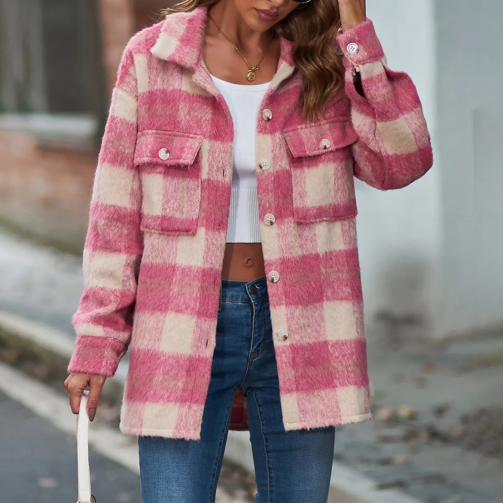 Plaid Flannel Oversized Shirt Jacket (Shacket) - Aries x Rose