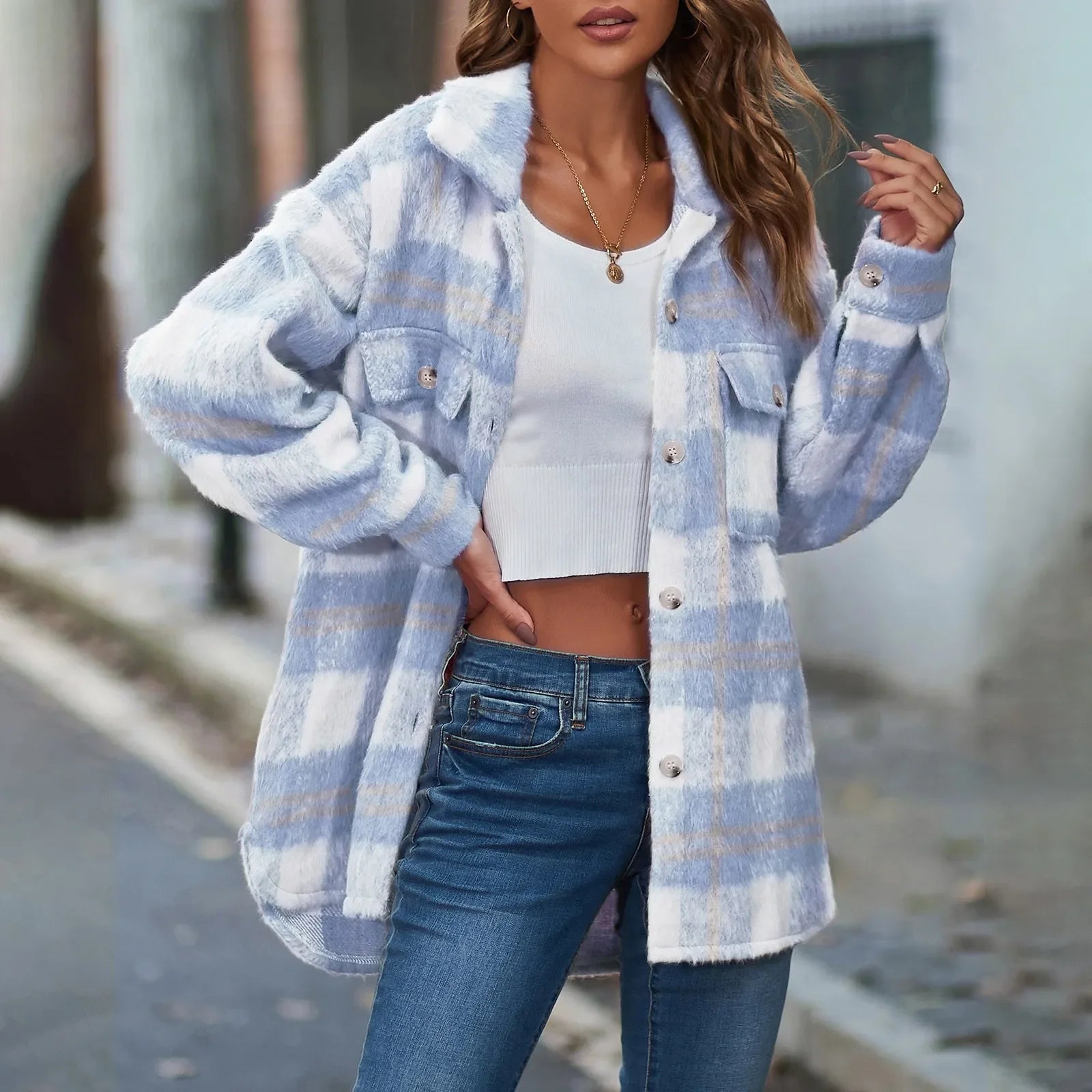 Plaid Flannel Oversized Shirt Jacket (Shacket) - Aries x Rose