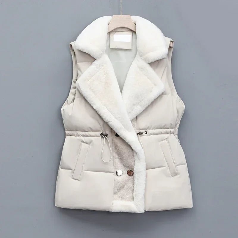 Velvessa Women’s Fur Collar Padded Vest - Aries x Rose