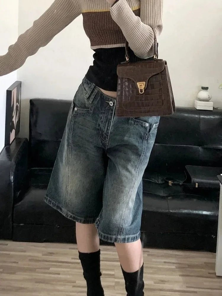 Revivi Vintage Baggy Denim Bermuda Jorts (Jeans Shorts) - Aries x Rose