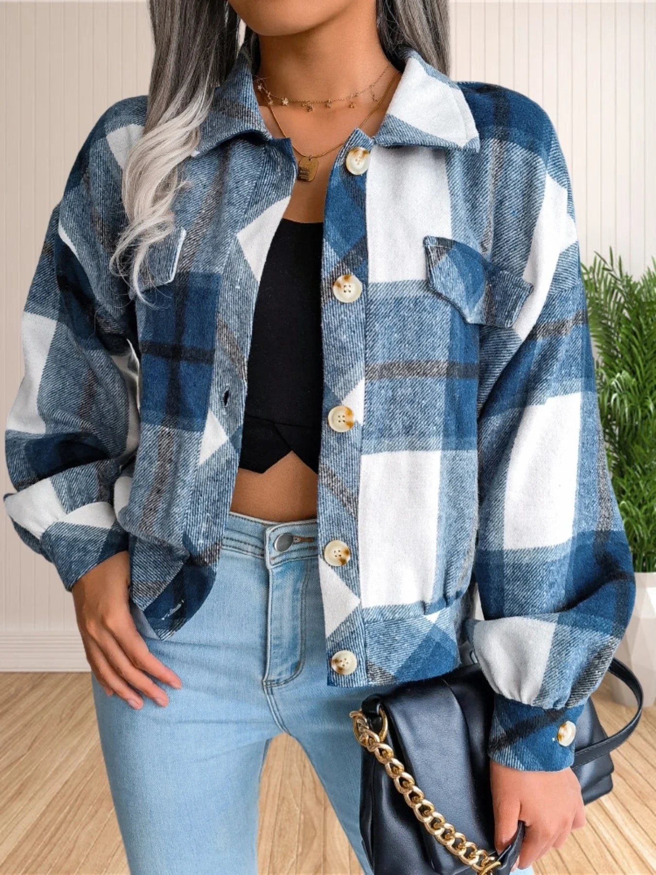 Cropped Flannel Plaid Shirt Jacket (Shacket) - Aries x Rose