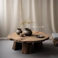 Wabi Sandy Wind Solid Wood Coffee Table Log Round Small Apartment Living Room - Aries x Rose