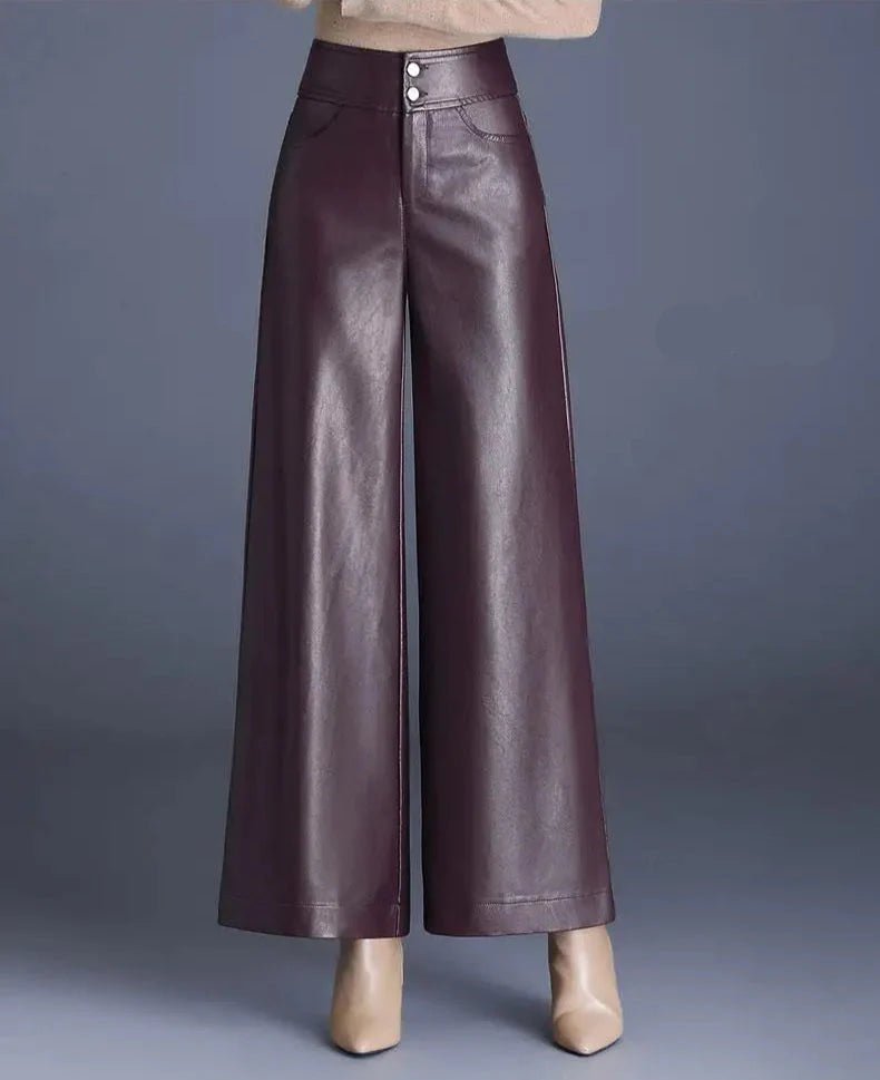 Zuvéra PU Leather Wide - Leg Pants - Aries x Rose