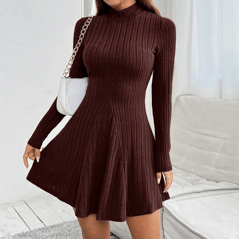 Luna Ribbed Turtleneck Dress - Aries x Rose