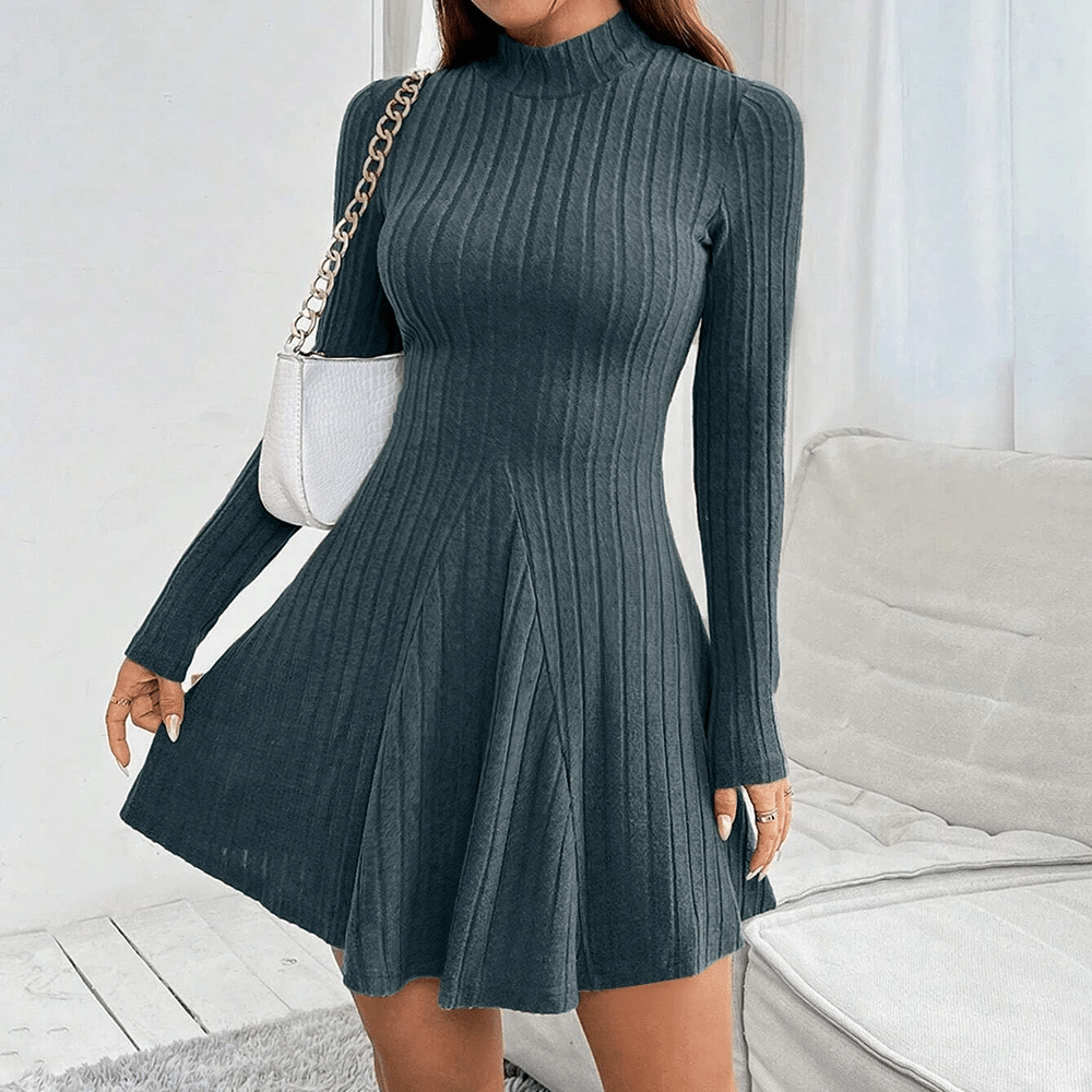 Luna Ribbed Turtleneck Dress - Aries x Rose