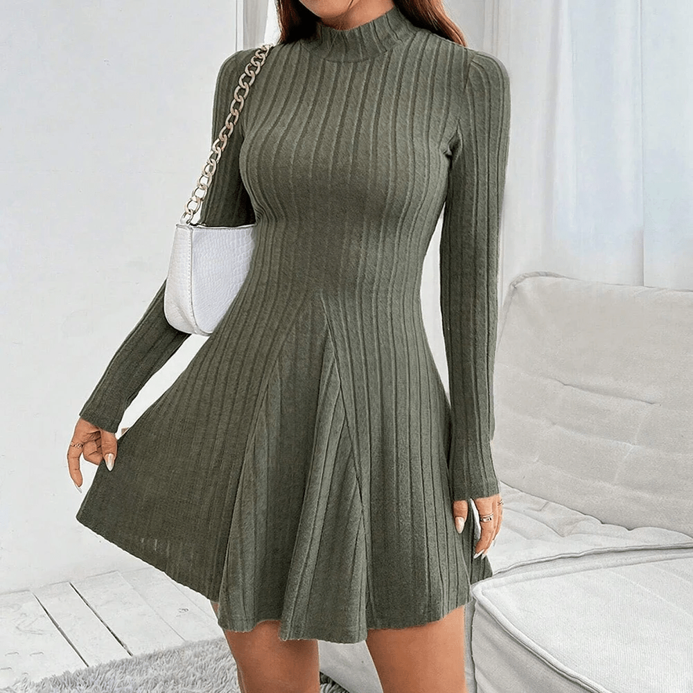 Luna Ribbed Turtleneck Dress - Aries x Rose