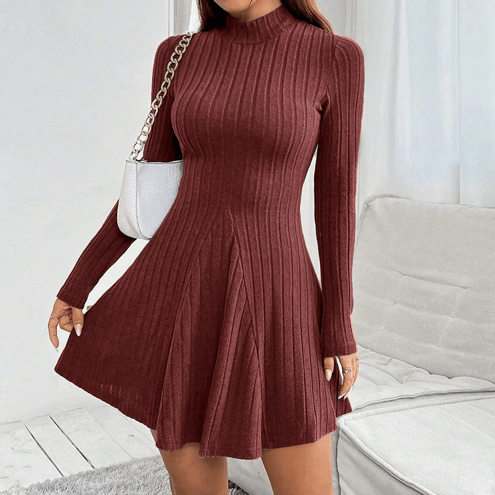 Luna Ribbed Turtleneck Dress - Aries x Rose