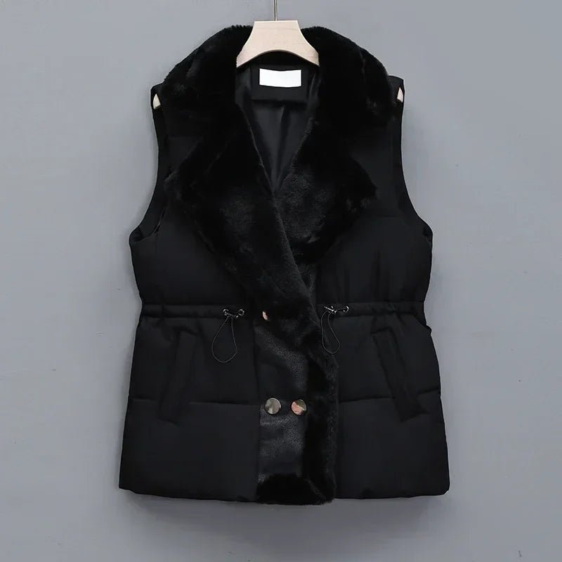 Velvessa Women’s Fur Collar Padded Vest - Aries x Rose
