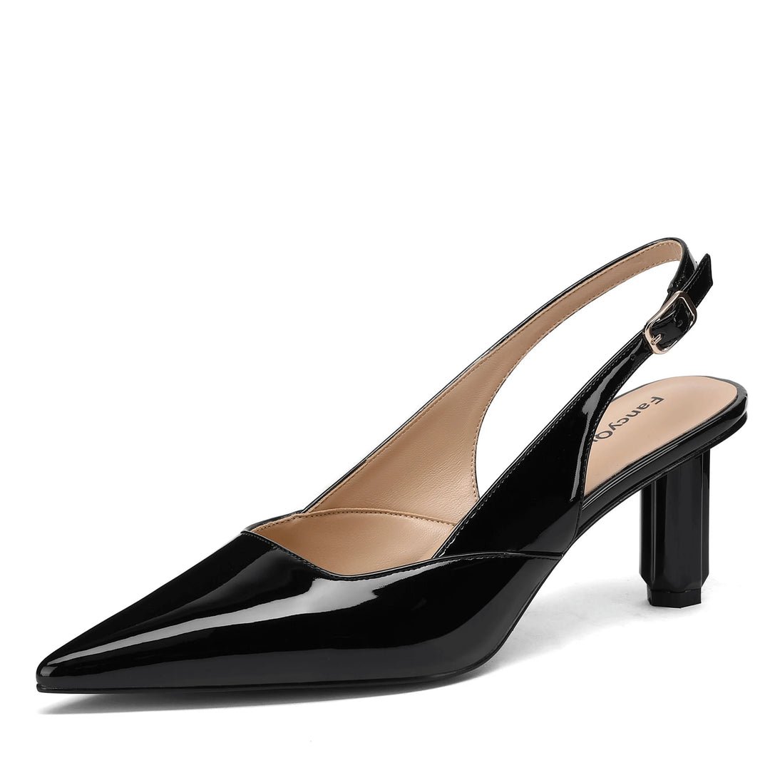 Virelle Pointed Toe Slingback Heels - Aries x Rose