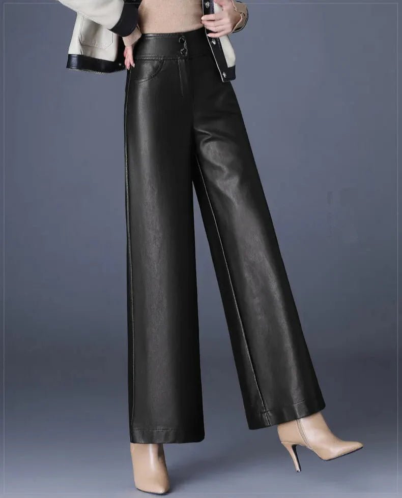 Zuvéra PU Leather Wide - Leg Pants - Aries x Rose