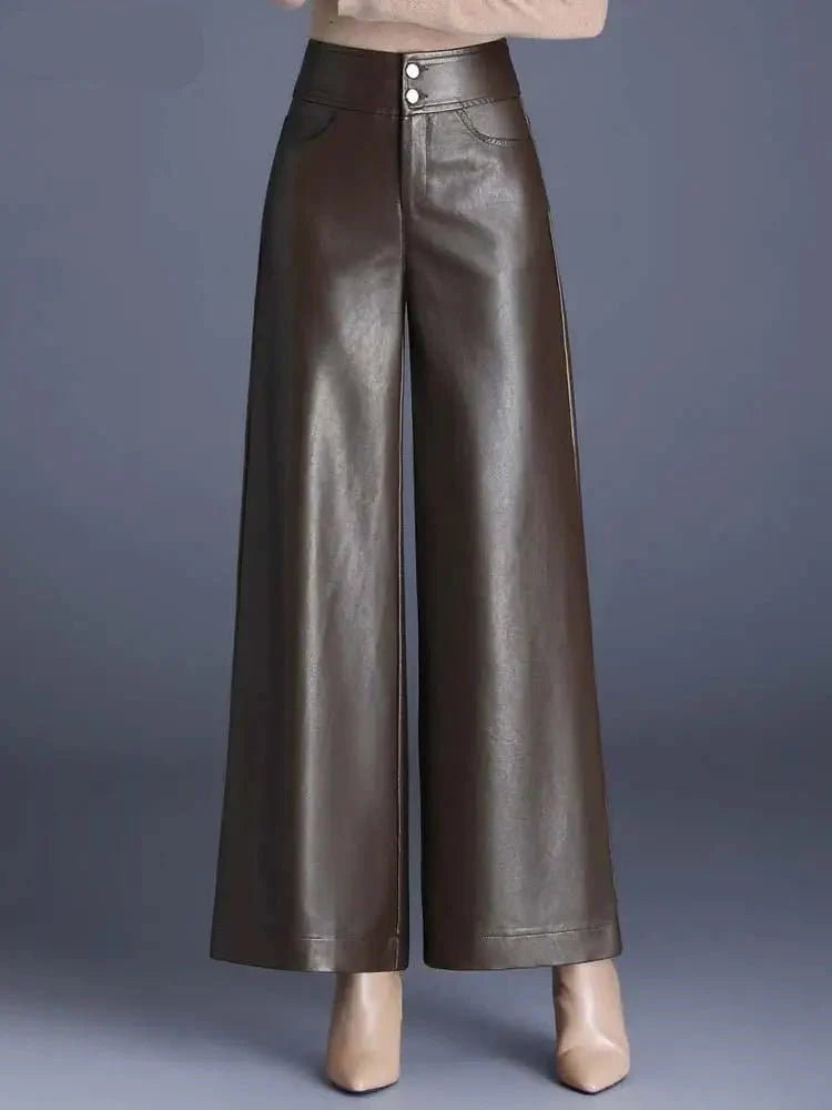 Zuvéra PU Leather Wide - Leg Pants - Aries x Rose