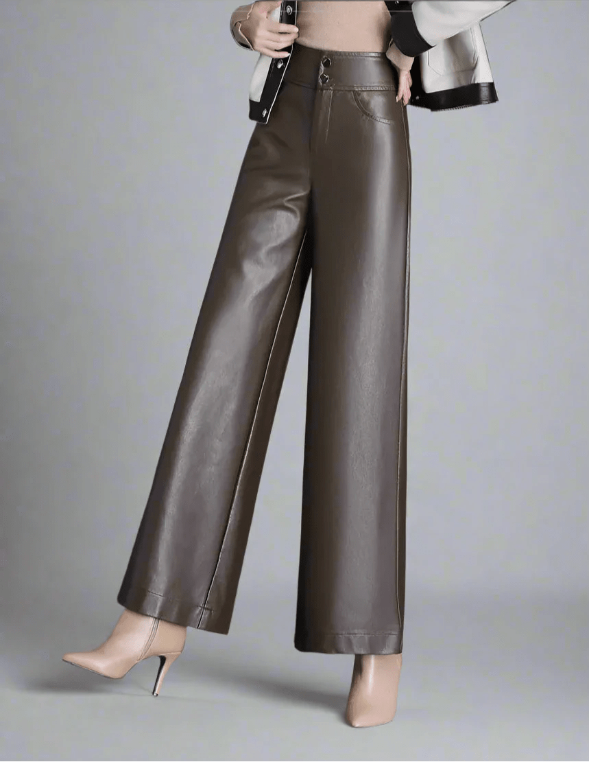Zuvéra PU Leather Wide - Leg Pants - Aries x Rose
