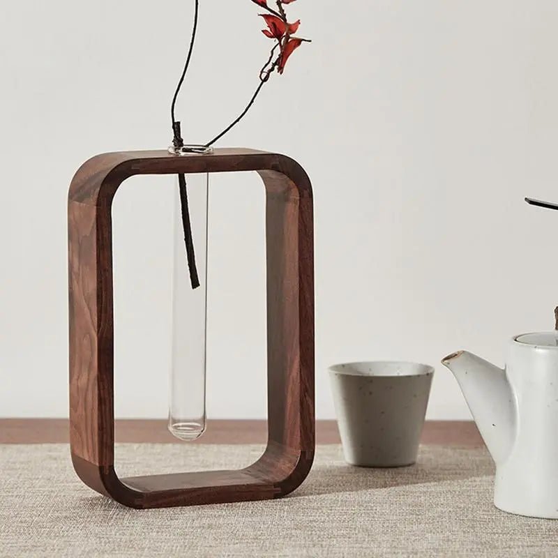 Wooden Hydroponic Glass Vase - Aries x Rose