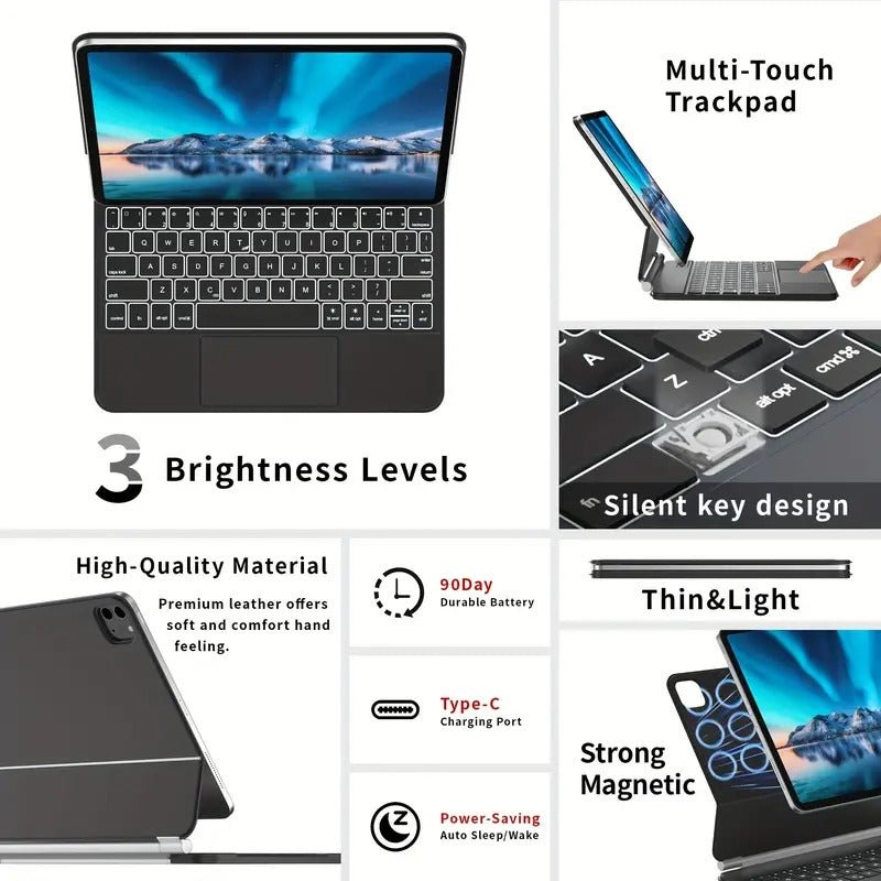 MagicLink™ Backlit Keyboard Case for iPad – Touchpad - Aries x Rose