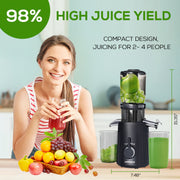 Celiberry Cold Press Juicer - Slow Masticating 55 RPM with 4.1" Large Feed Chute for Whole Fruits & Vegetables, Self-Feeding Quiet Motor, Automatic Pulp Separation, Easy Clean Compact Design for Home Use