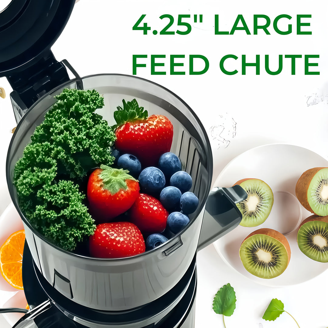 Celiberry Cold Press Juicer - Slow Masticating 55 RPM with 4.1" Large Feed Chute for Whole Fruits & Vegetables, Self-Feeding Quiet Motor, Automatic Pulp Separation, Easy Clean Compact Design for Home Use