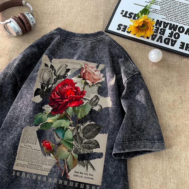 Vintage Rose Washed Tee - Aries x Rose
