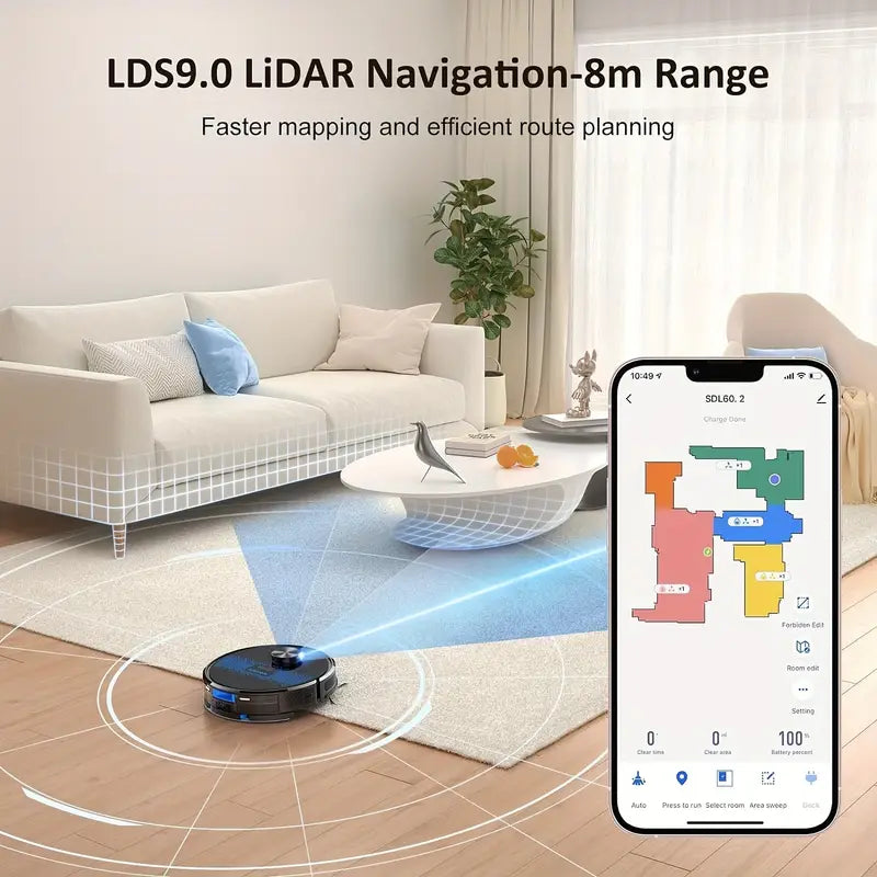 Lubluelu SL60D Robot Vacuum & Mop Combo, 4000Pa Strong Suction, Wi-Fi App Control, 150 Min Runtime, 10 No-Go Zones, Ideal for Pet Hair & Carpet Cleaning, Smart Laser Mapping, Voice Commands, Multi-Surface Floor Cleaning, Carpet Cleaning Robot | Sleek Robotic Design | Powerful Suction Vacuum, Lubluelu