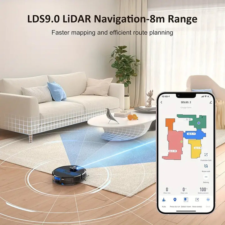 Lubluelu SL60D Robot Vacuum & Mop Combo, 4000Pa Strong Suction, Wi-Fi App Control, 150 Min Runtime, 10 No-Go Zones, Ideal for Pet Hair & Carpet Cleaning, Smart Laser Mapping, Voice Commands, Multi-Surface Floor Cleaning, Carpet Cleaning Robot | Sleek Robotic Design | Powerful Suction Vacuum, Lubluelu
