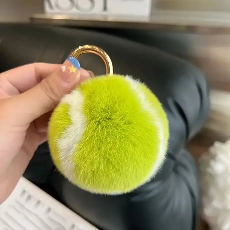 Fuzzy Tennis Ball Keychain - Aries x Rose