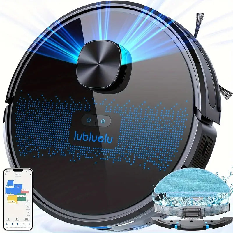 Lubluelu SL60D Robot Vacuum & Mop Combo, 4000Pa Strong Suction, Wi-Fi App Control, 150 Min Runtime, 10 No-Go Zones, Ideal for Pet Hair & Carpet Cleaning, Smart Laser Mapping, Voice Commands, Multi-Surface Floor Cleaning, Carpet Cleaning Robot | Sleek Robotic Design | Powerful Suction Vacuum, Lubluelu