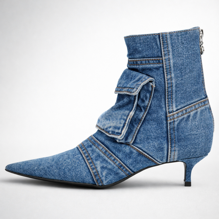 Indigo Kitten Boots