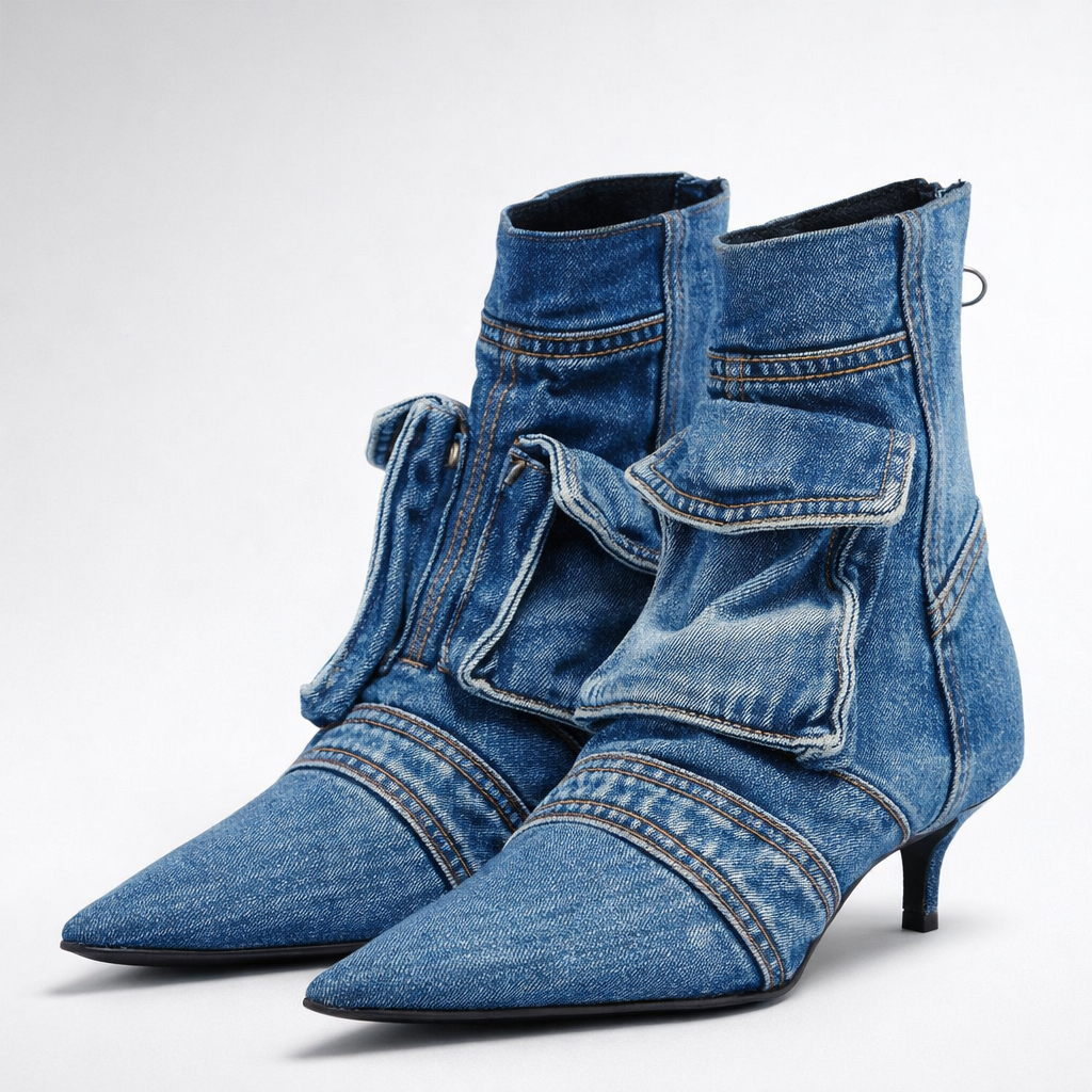 Indigo Kitten Boots