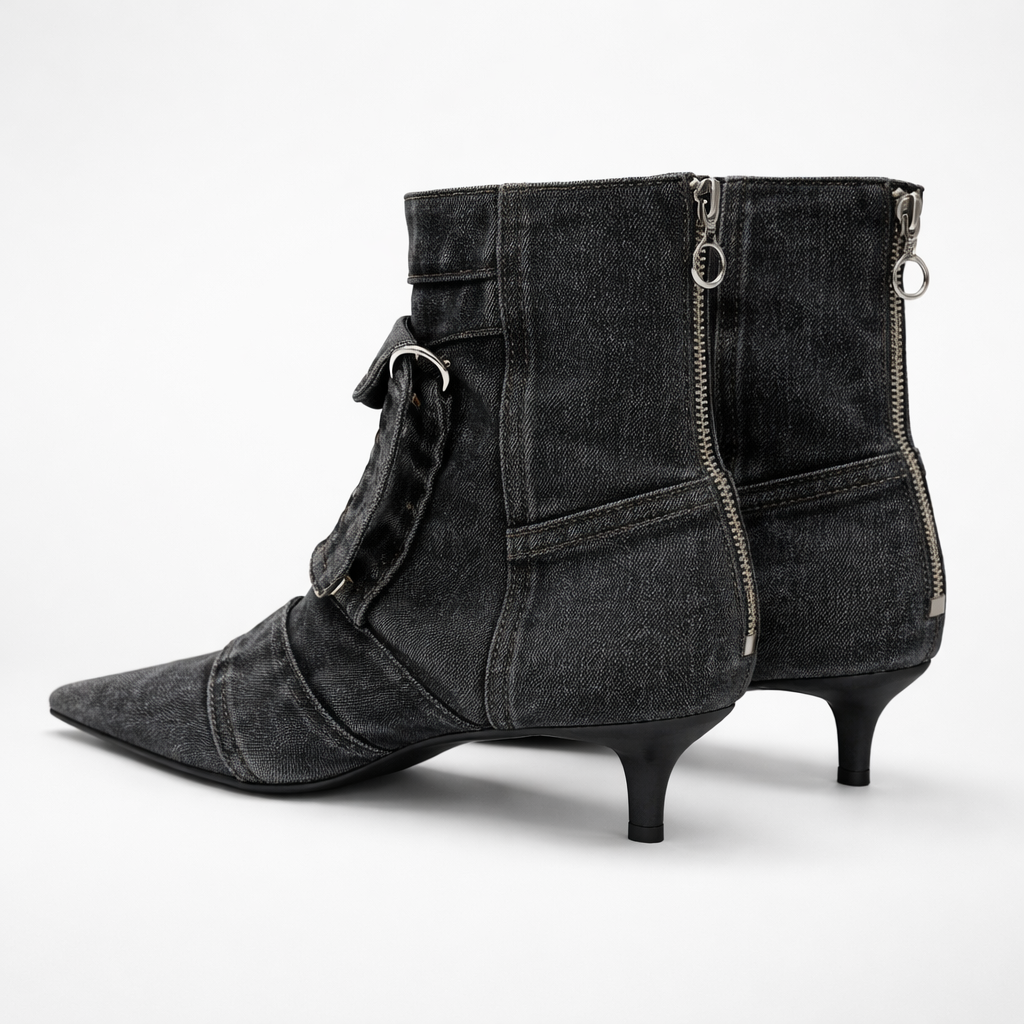 Indigo Kitten Boots