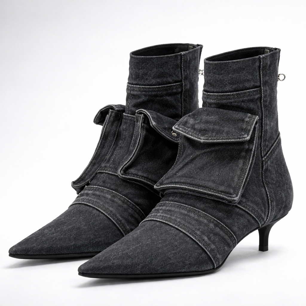 Indigo Kitten Boots
