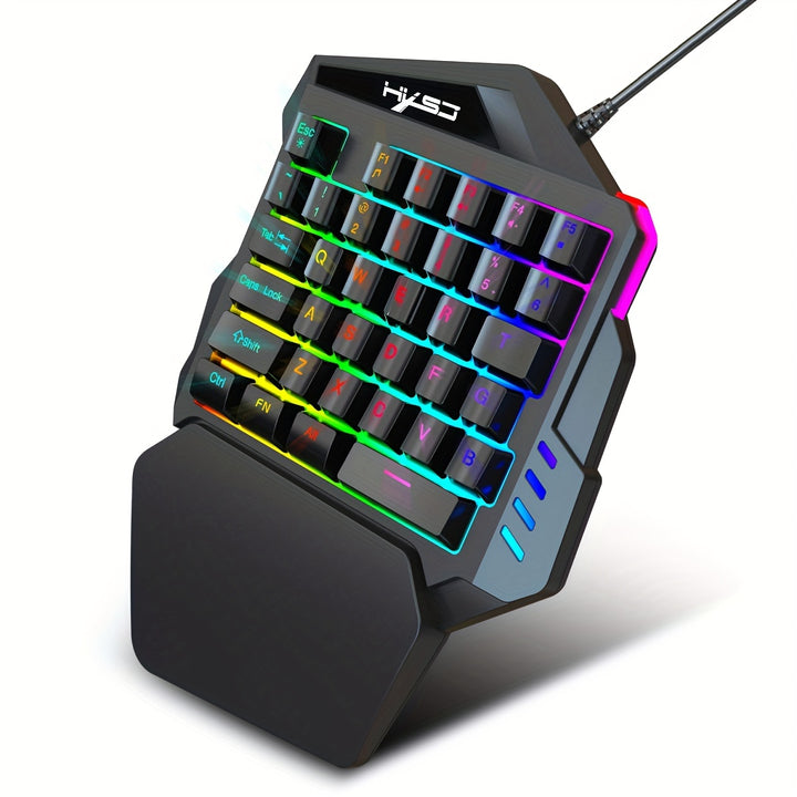 HXSJ, a wired USB gaming keyboard with 35 keys, dual color injection molded keycaps, film, one handed keyboard, color backlight, left handed keyboard suitable for gaming and esports peripherals