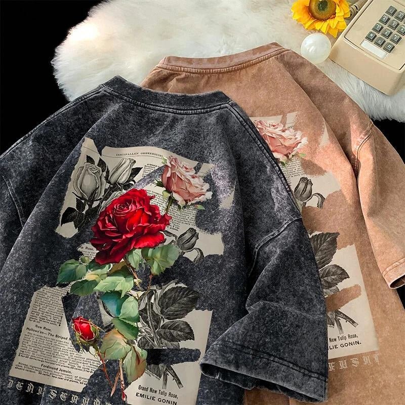 Vintage Rose Washed Tee - Aries x Rose