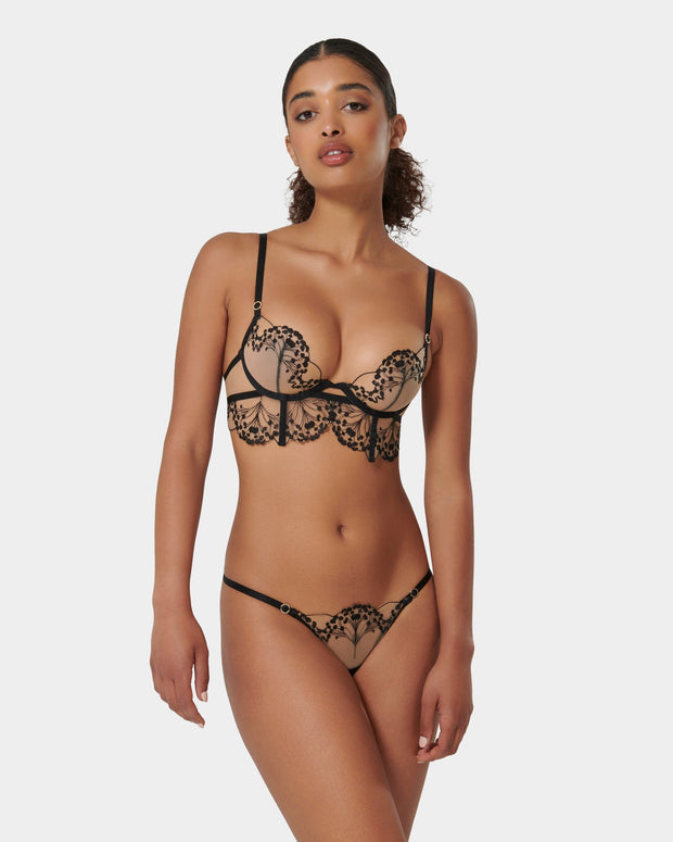 Marisa Embroidered Sheer Bra Black