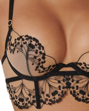 Marisa Embroidered Sheer Bra Black