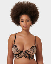 Marisa Embroidered Sheer Bra Black