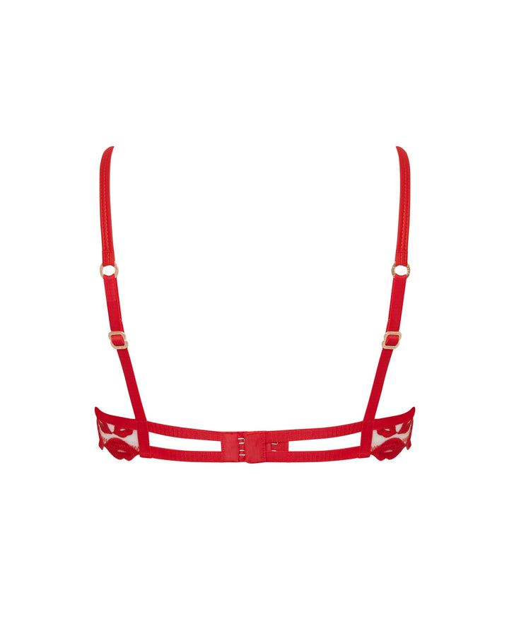 Marian Embroidered Balcony Bra Red