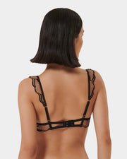 Marabel Embroidered Sheer Bra Black