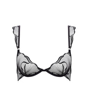 Marabel Embroidered Sheer Bra Black