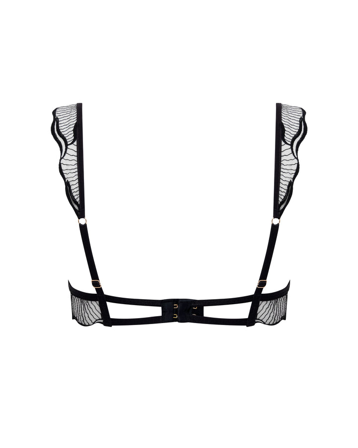 Marabel Embroidered Sheer Bra Black