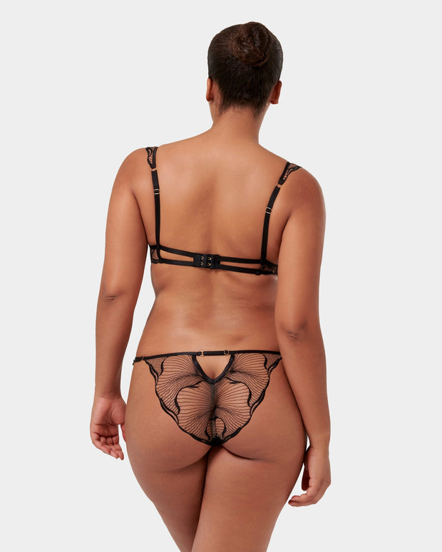 Marabel Embroidered Sheer Bra Black