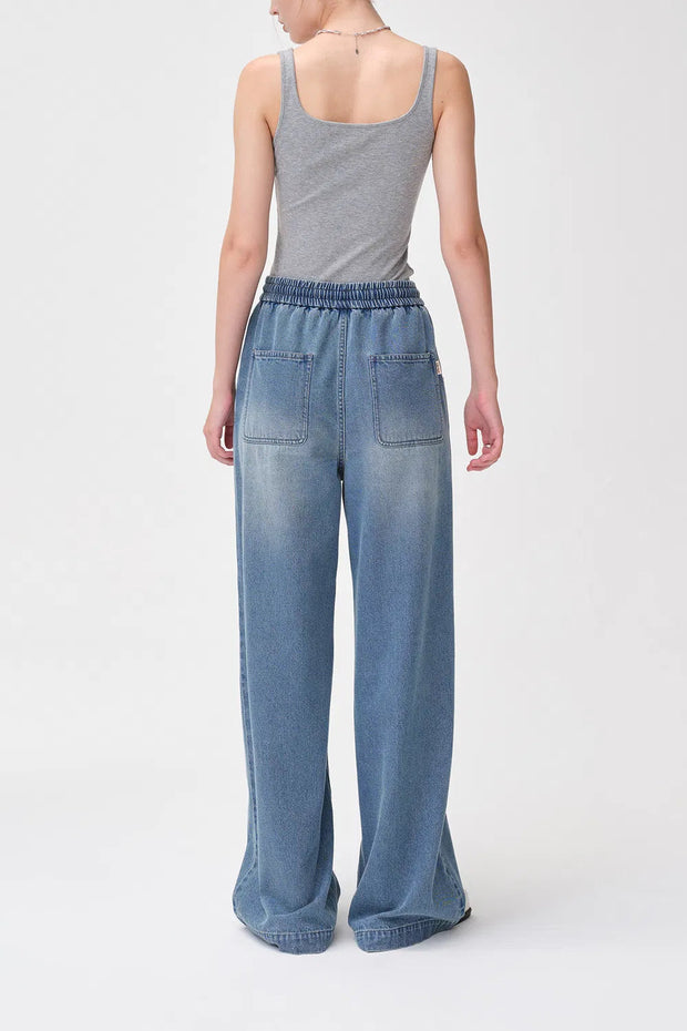 Elastra High-Waisted Drawstring Jeans