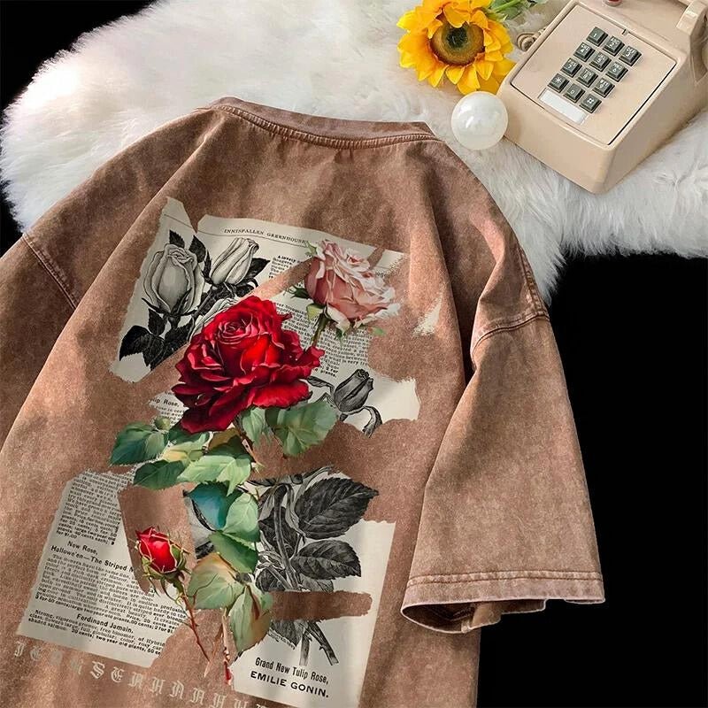 Vintage Rose Washed Tee - Aries x Rose