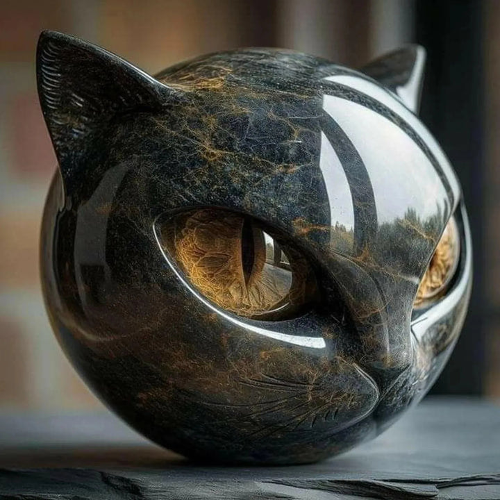 Black Cat Stone Figurine