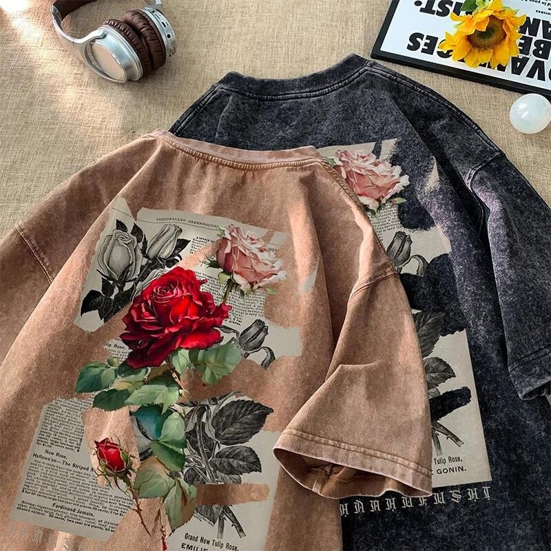 Vintage Rose Washed Tee - Aries x Rose